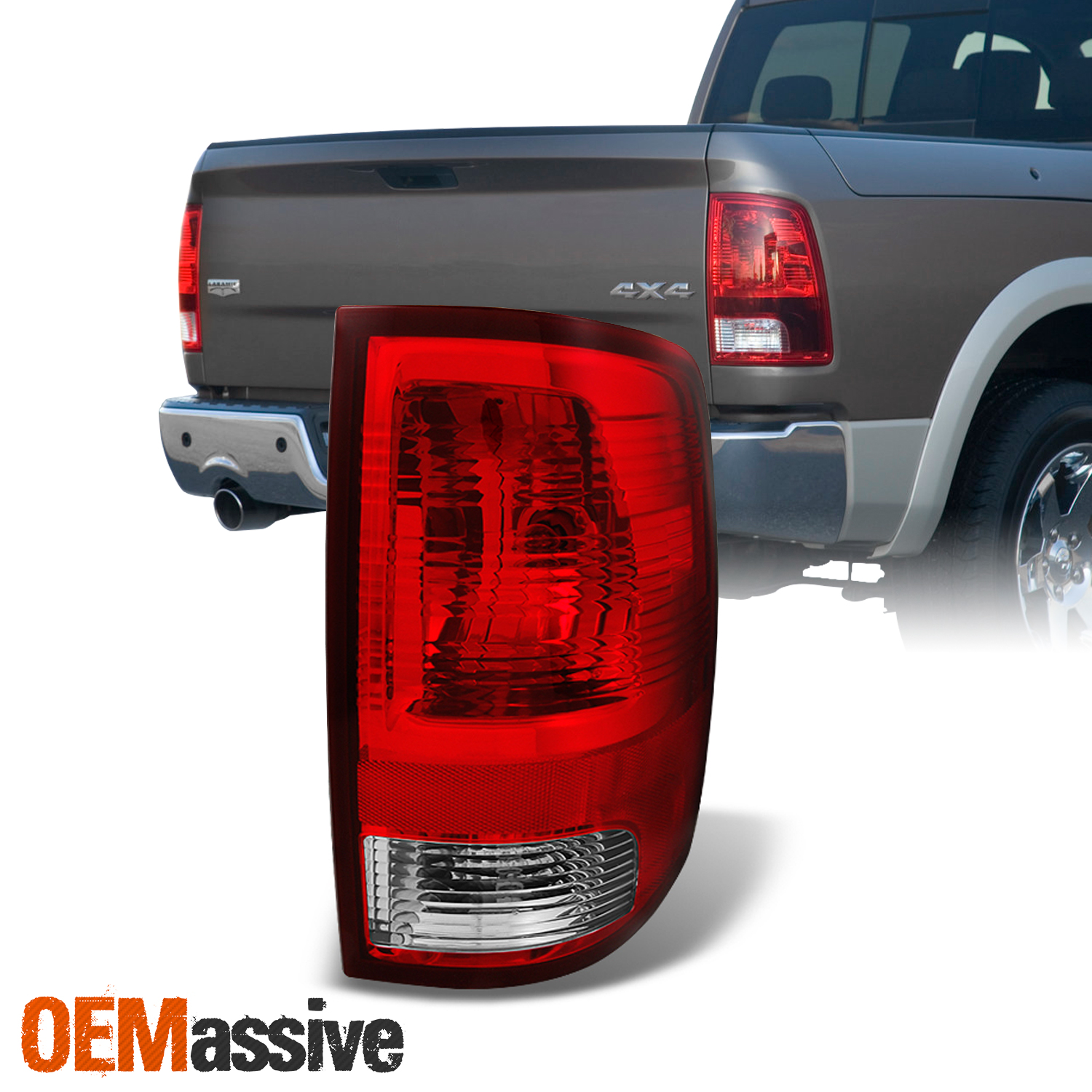 Fits 0918 Dodge Ram Red Clear Tail Lights lamp Passenger Right Side